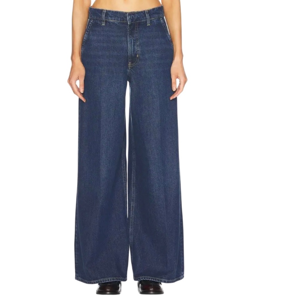 Frame Jeans Size 32 Blindspot Blue Wide Leg Stretch Denim Trouser New
